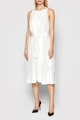 Vestido midi - Blanco y plateado