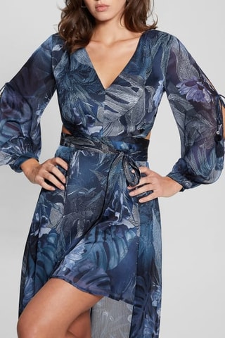 Vestido efecto doble prenda - Azul cobalto