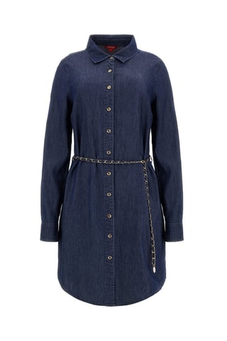 Vestido-camisa de ganga - Azul-escuro