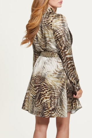 Robe chemise - Marron et écru