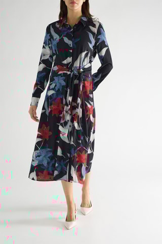 Vestido camisero Matilda - Azul marino y rojo