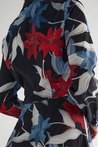 Vestido camisero Matilda - Azul marino y rojo