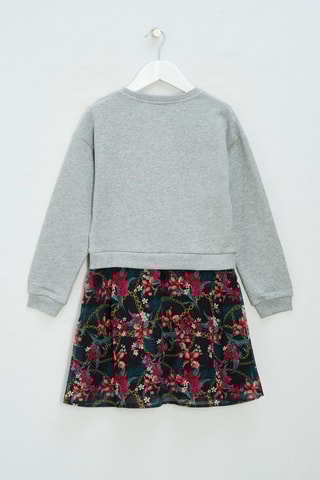 Robe trompe-l’œil - Gris clair et noir