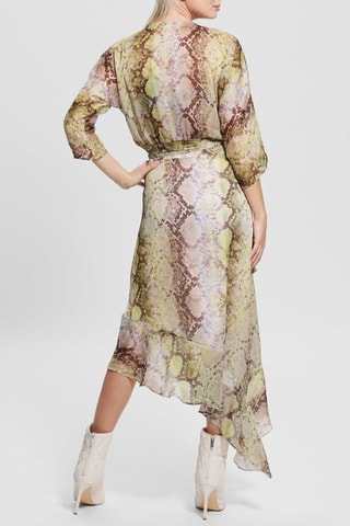 Vestido traçado - Castanho e verde-claro