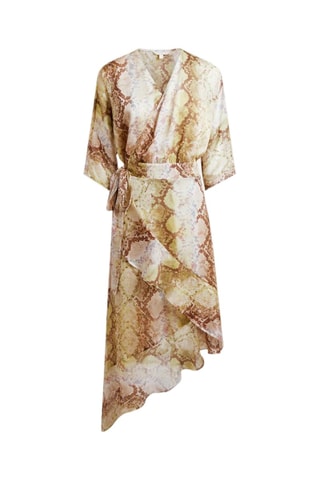 Vestido traçado - Castanho e verde-claro