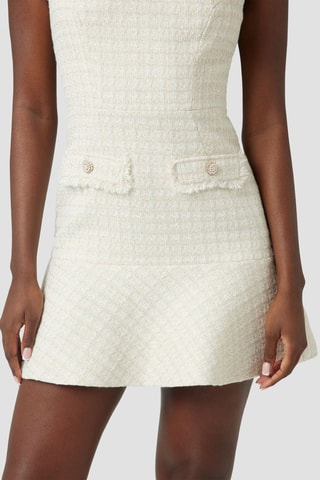 Vestido recto de tweed Daphnée - Crudo