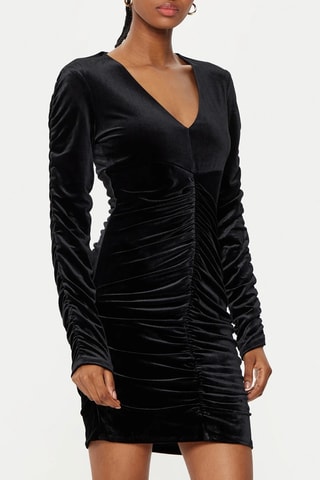 Vestido recto de terciopelo Ivana - Negro