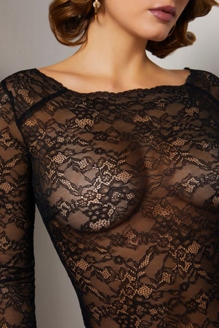 Body de encaje Belle - Negro