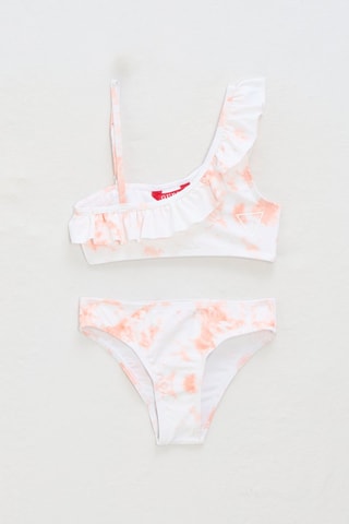 Maillot 2 pièces tie and dye - Blanc et corail