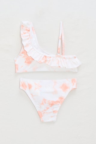 Maillot 2 pièces tie and dye - Blanc et corail