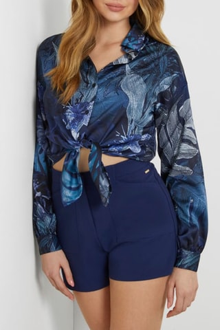 Camisa regular fit anudada Jun - Azul marino