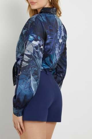 Camisa regular fit anudada Jun - Azul marino