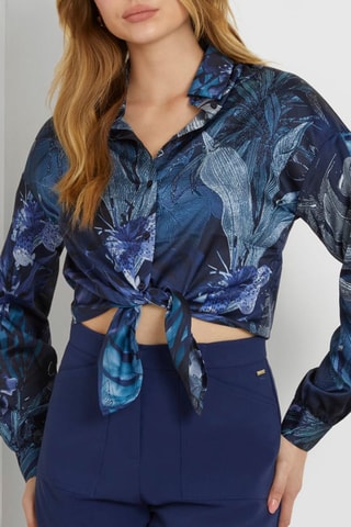 Camisa regular fit anudada Jun - Azul marino