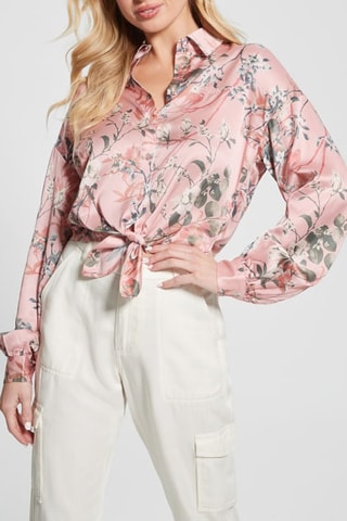 Camisa regular fit anudada Jun - Rosa