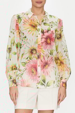 Camisa en ramie Clara - Beige y rosa