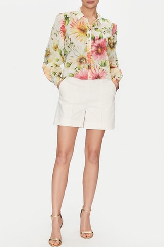 Camisa en ramie Clara - Beige y rosa