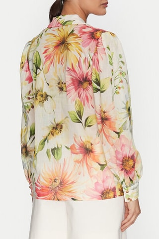 Camisa en ramie Clara - Beige y rosa