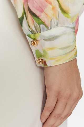 Camisa en ramie Clara - Beige y rosa