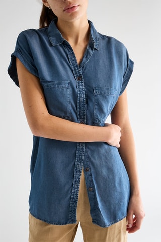 Camisa de ganga - Azul-marinho