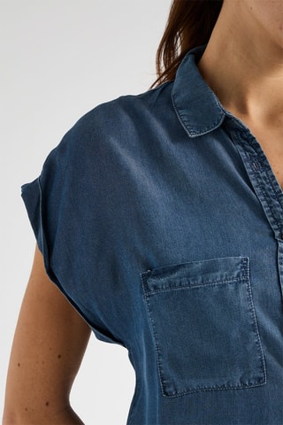 Camisa de ganga - Azul-marinho