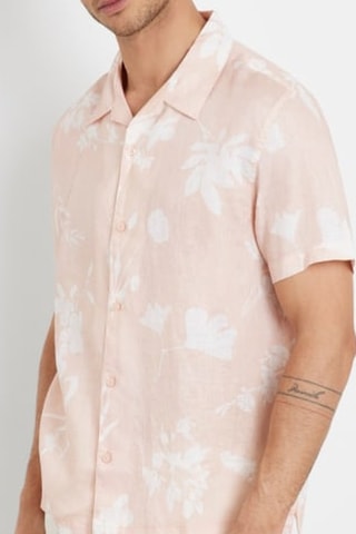 Chemise en lin Island - Rose et blanc