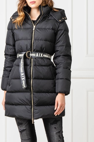 Blusão comprido com capuz - Preto e branco - Exchange