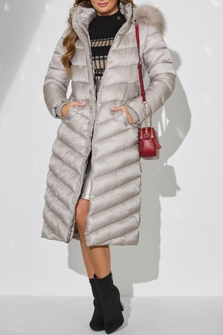 Anorak largo con capucha Christie - Gris claro