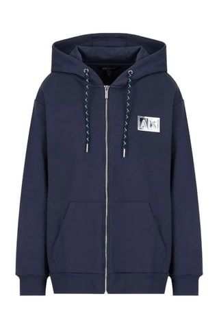 Sudadera con capucha - Azul marino y blanco