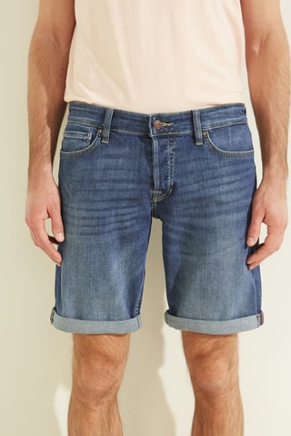 Calções slim de ganga - Azul-marinho