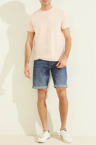 Calções slim de ganga - Azul-marinho