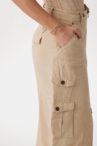 Falda midi de lino Casey - Beige