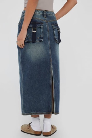 Jupe midi en jean - Bleu marine