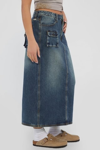 Jupe midi en jean - Bleu marine