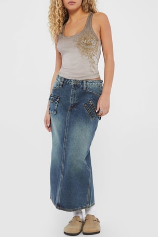 Jupe midi en jean - Bleu marine