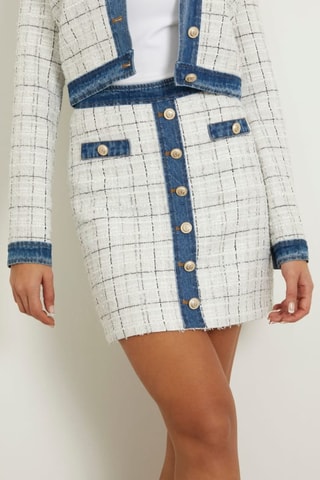 Minifalda bimateria Natalie - Blanco y azul marino