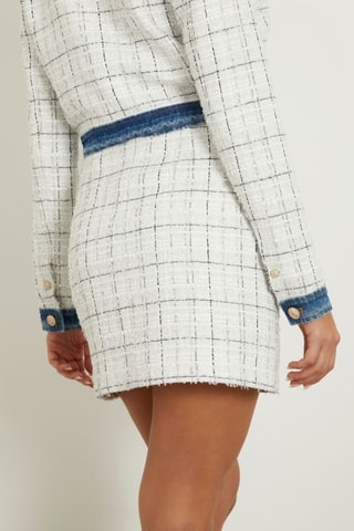 Minifalda bimateria Natalie - Blanco y azul marino