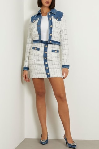 Minifalda bimateria Natalie - Blanco y azul marino