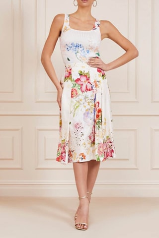 Falda evasé de lino - Blanco