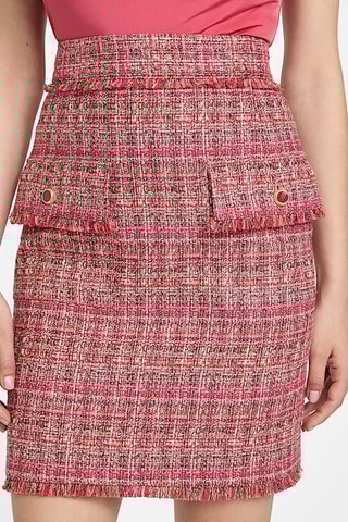 Falda recta de tweed Claudia - Rosa