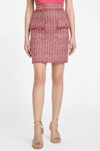 Falda recta de tweed Claudia - Rosa