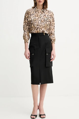 Falda midi de lana Irina - Negro