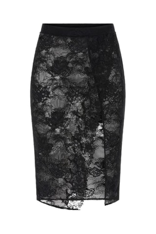 Falda recta de encaje de talle alto Rebecca - Negro
