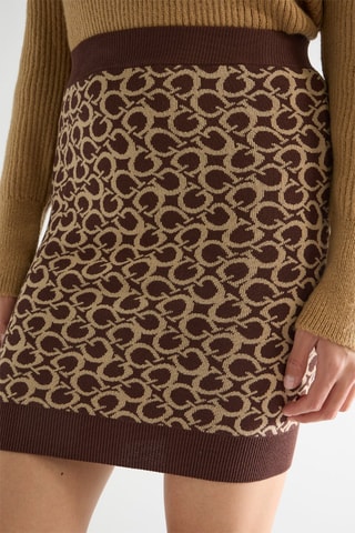 Falda de tubo de talle alto - Marrón