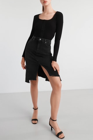 Jupe patineuse en jean - Noir - Exchange