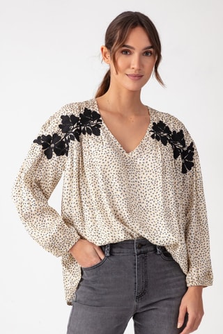 Blouse - Blanc, noir et jaune