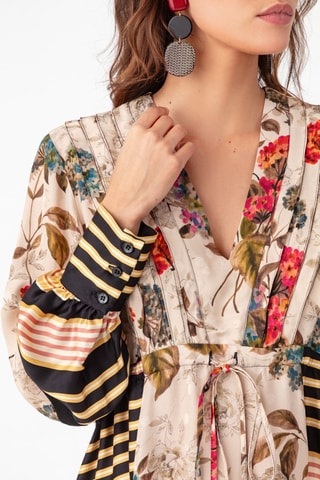 Korte Jurk - Beige en multicolor