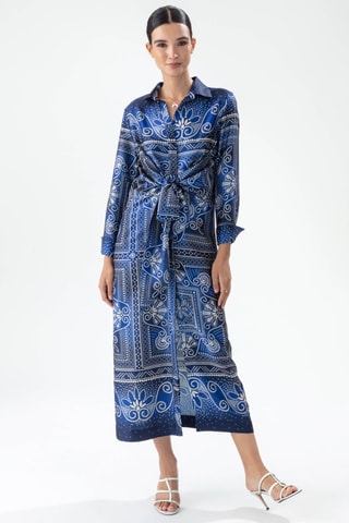 Lange Jurk - Wit en blauw