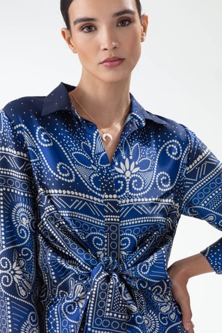 Lange Jurk - Wit en blauw