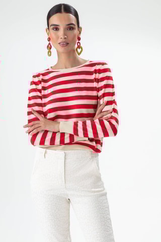 Pull - Beige et rouge