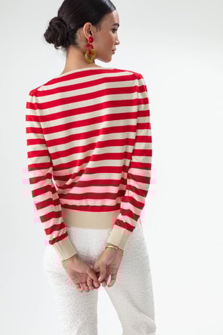 Pull - Beige et rouge